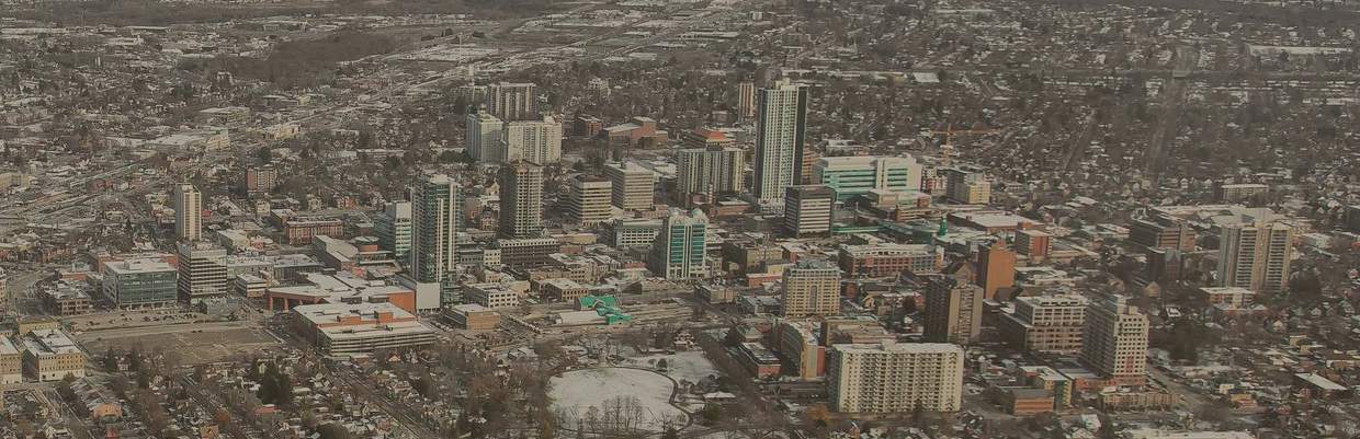 Aerial view of downtown Kitchener, Ontario