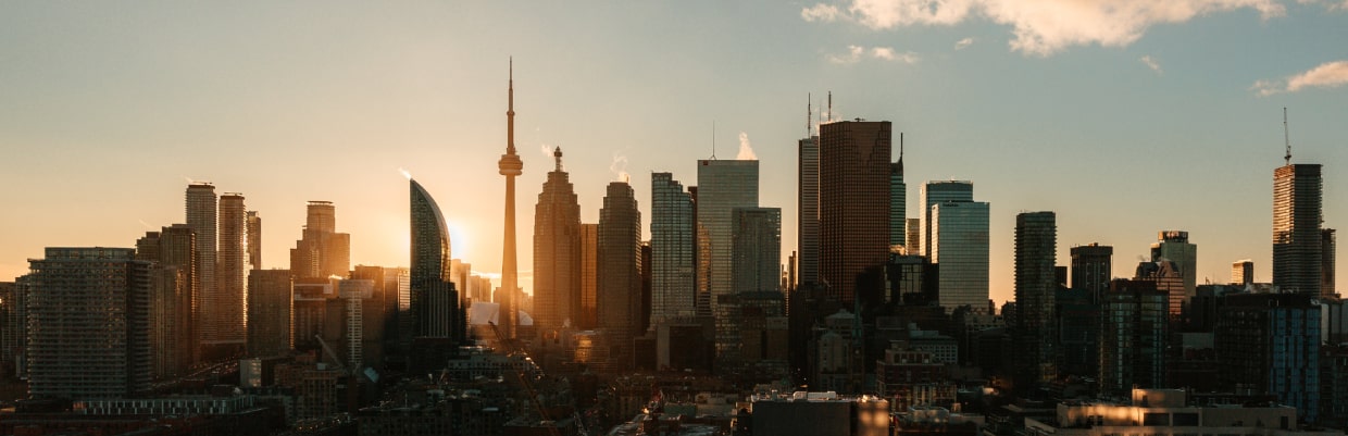 Toronto skyline during a sunset
